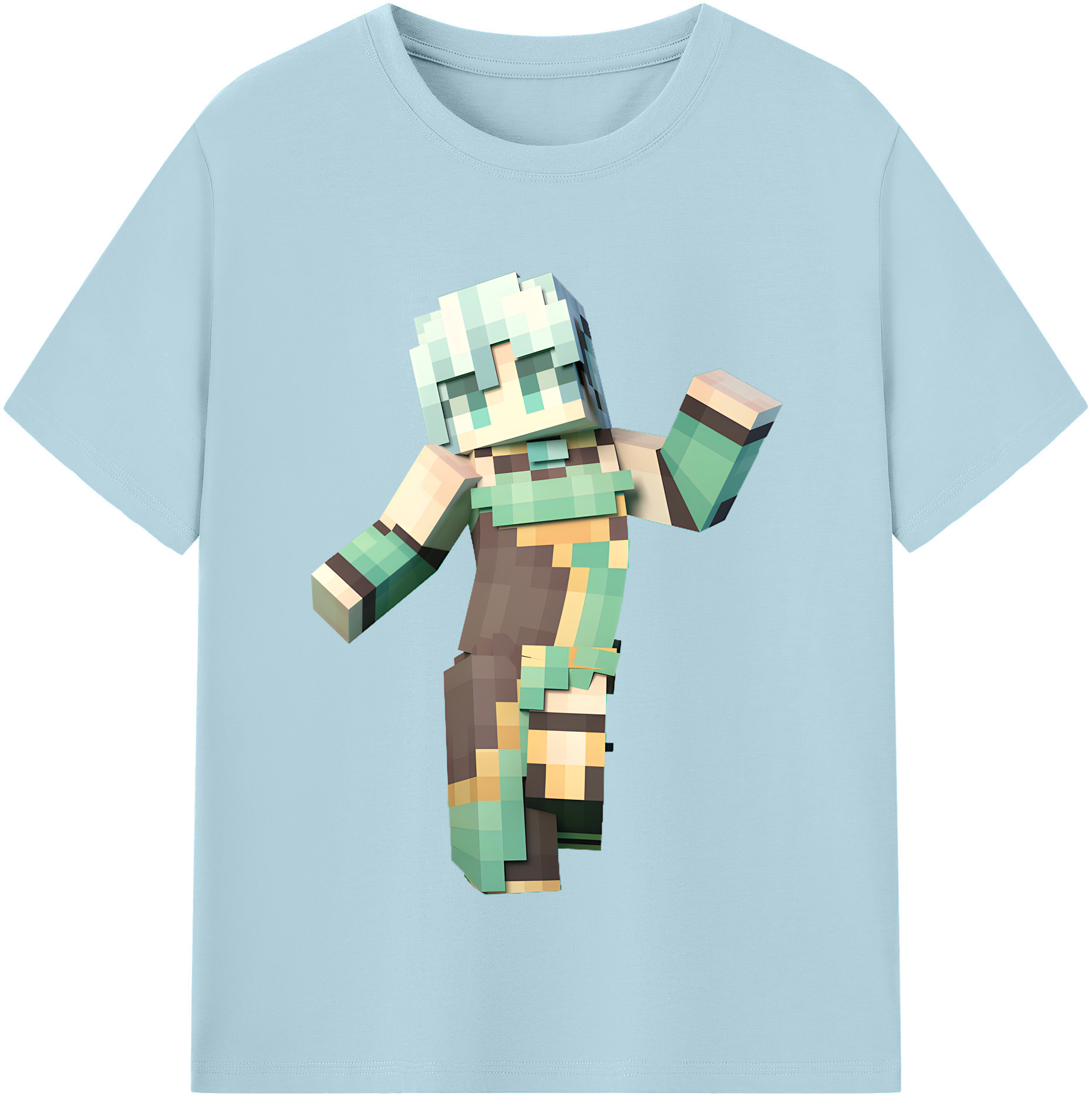 （画像用） マインクラフト ブロックの世界 Minecraft MC Block world 綿100％半袖Tシャツ（フロントプリント）